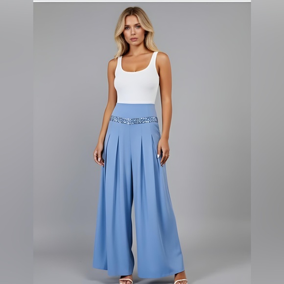 Sequin Detail Wide Leg Pants - Picture 1 of 6